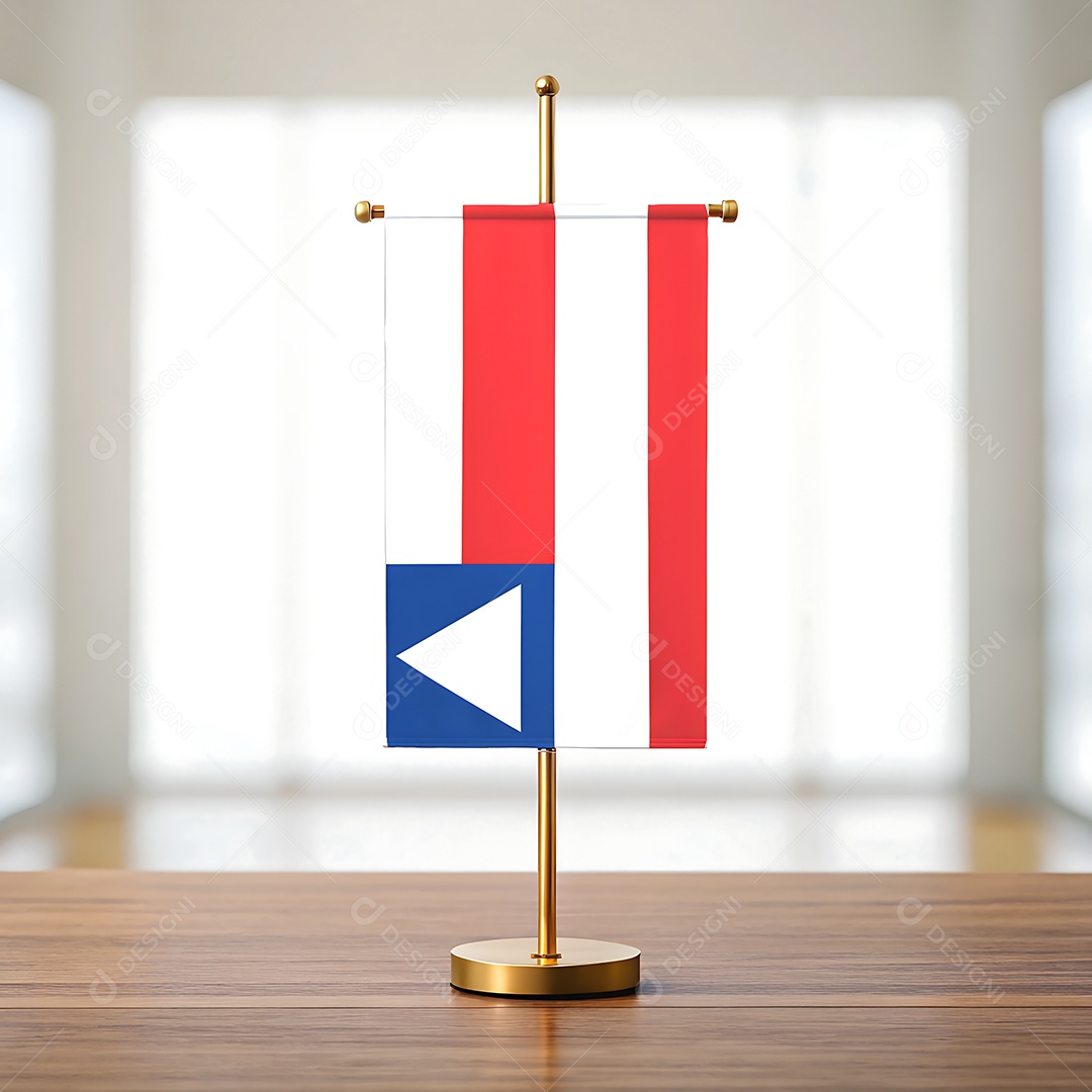 Mini bandeira do estado da Bahia em cima de uma mesa