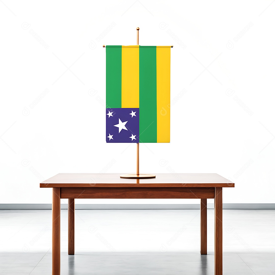 Bandeira do estado do Sergipe em cima de uma mesa