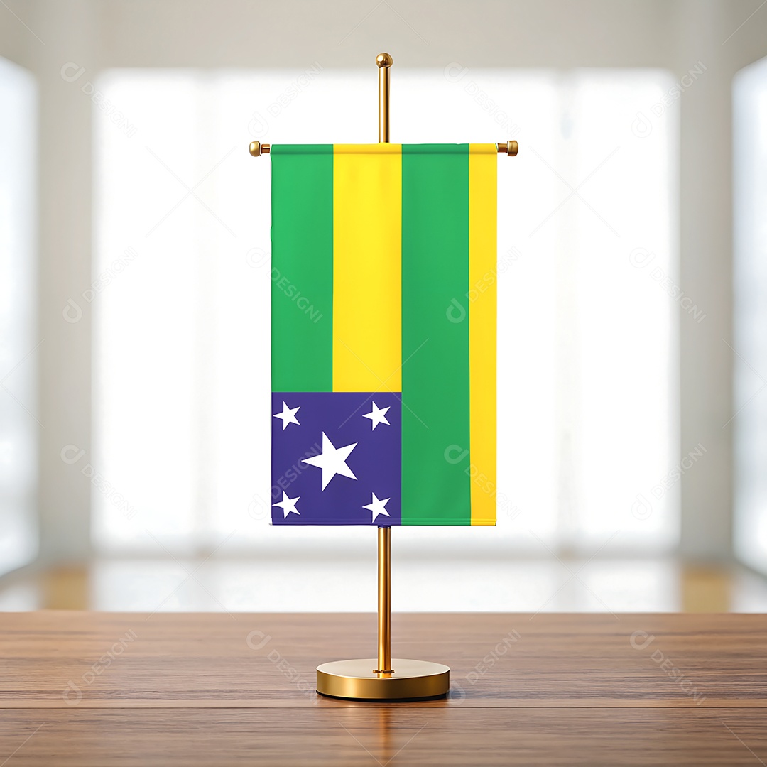 Mini bandeira do estado do Sergipe em cima de uma mesa