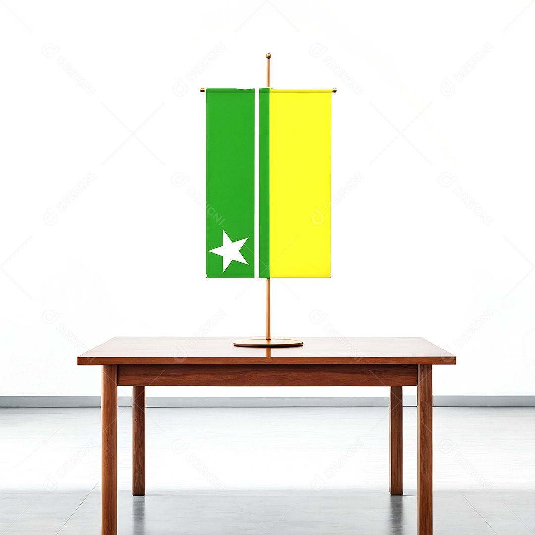 Bandeira da cidade de Boa Vista em cima de uma mesa