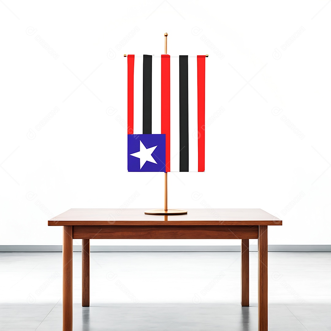 Bandeira do estado do Maranhão em cima de uma mesa