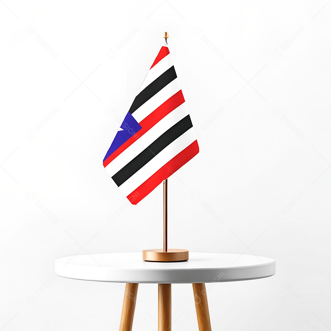 Mini bandeira do estado do Maranhão hasteada em cima de u