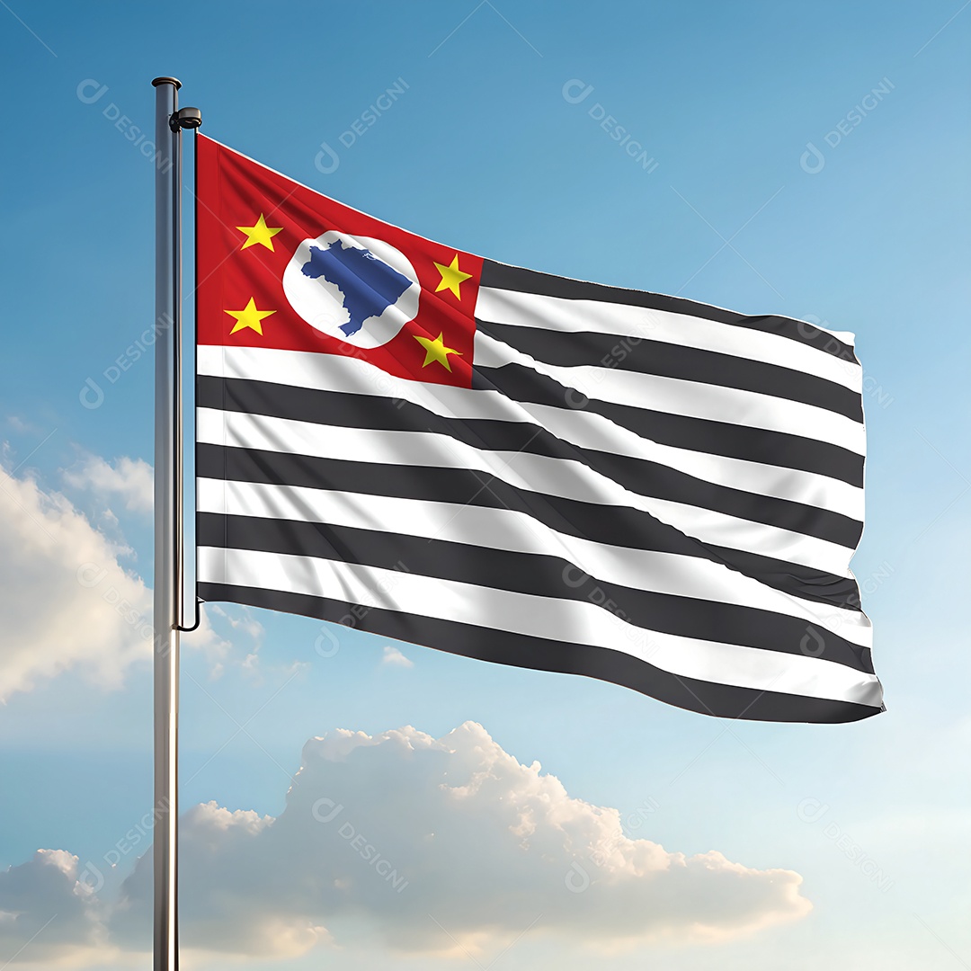 Bandeira do estado de São Paulo hasteada ao ar livre