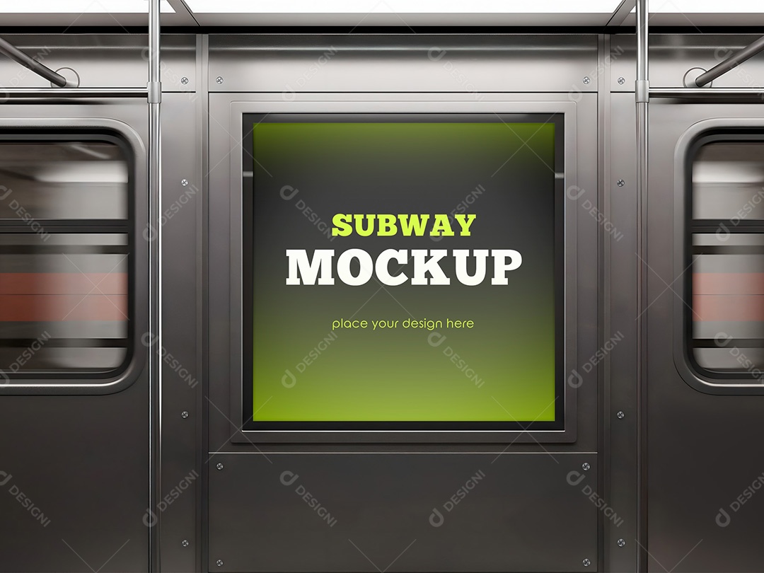 Placa Publicitária no Metrô Mockup PSD Editável