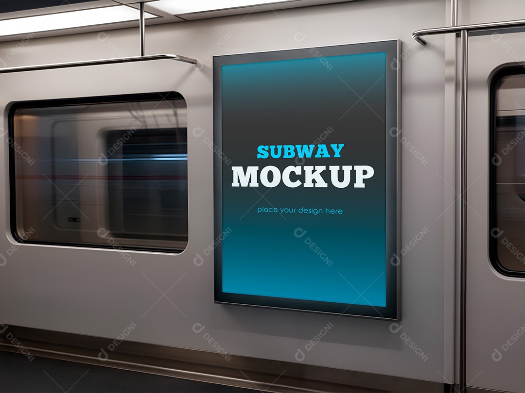 Placa Publicitária no Metrô Mockup PSD Editável
