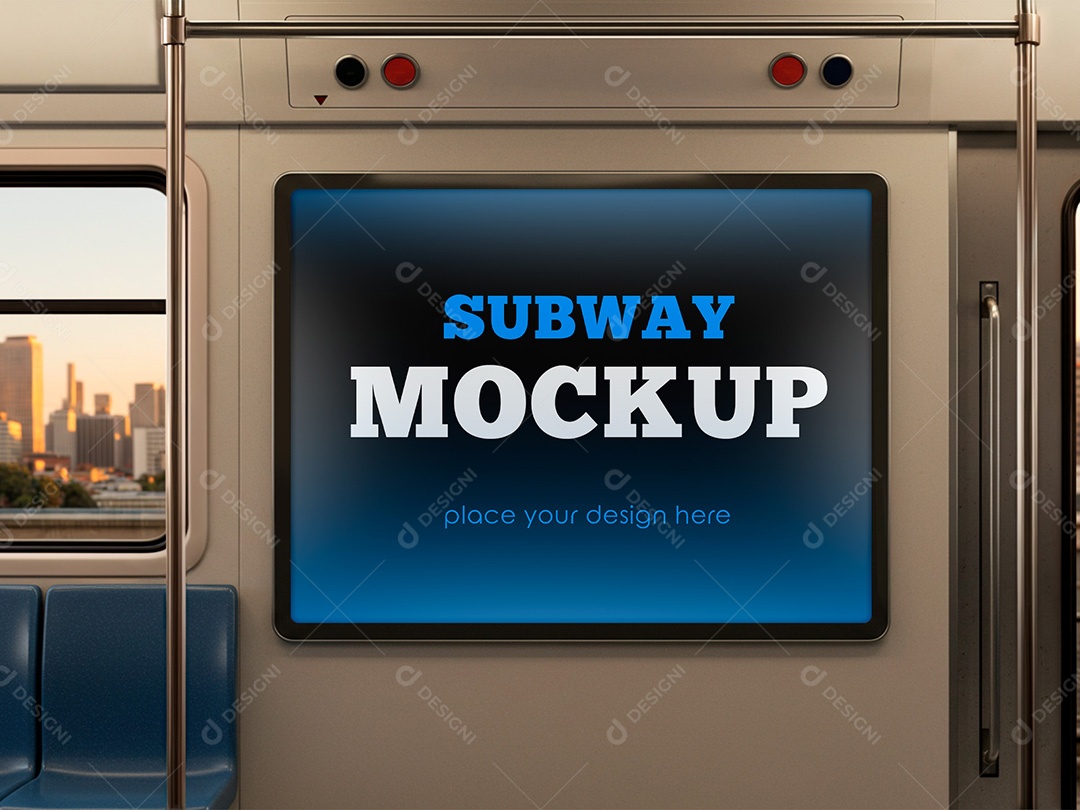 Placa Publicitária no Metrô Mockup PSD Editável