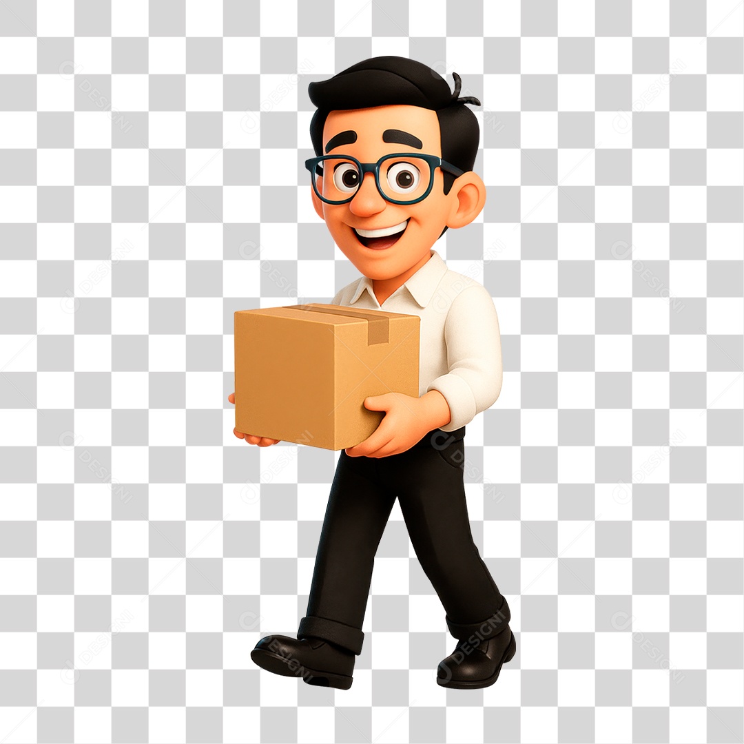 Personagem Homem Carregando Caixa PNG Transparente