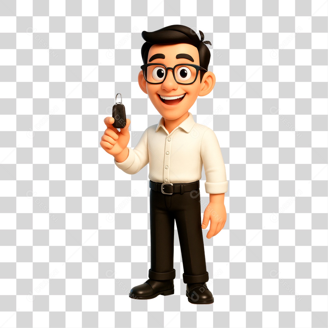 Personagem Segurando Chave de Carro PNG Transparente