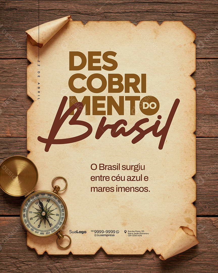 Dia do Descobrimento do Brasil 22 de Abril Social Media PSD Editável