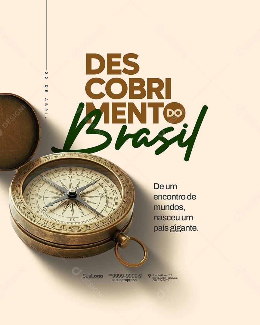 Dia do Descobrimento do Brasil 22 de Abril Social Media PSD Editável