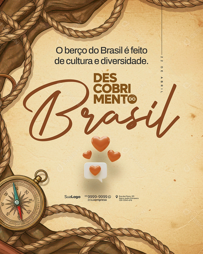 Dia do Descobrimento do Brasil 22 de Abril Social Media PSD Editável