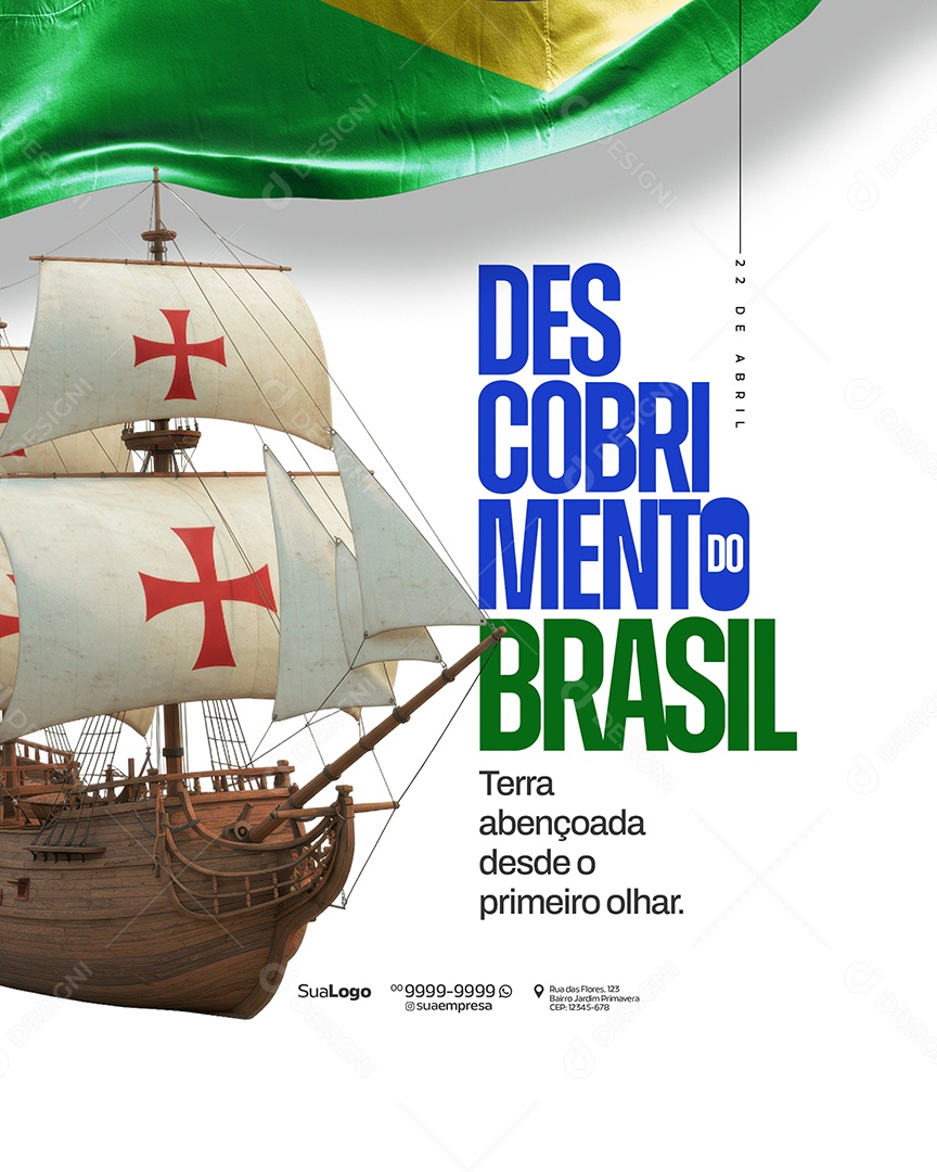 Dia do Descobrimento do Brasil 22 de Abril Social Media PSD Editável