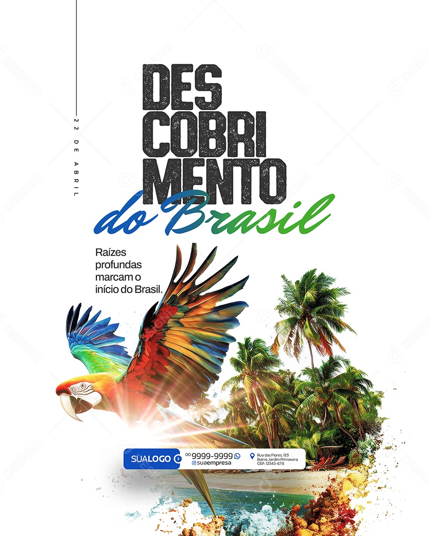 Dia do Descobrimento do Brasil 22 de Abril Social Media PSD Editável