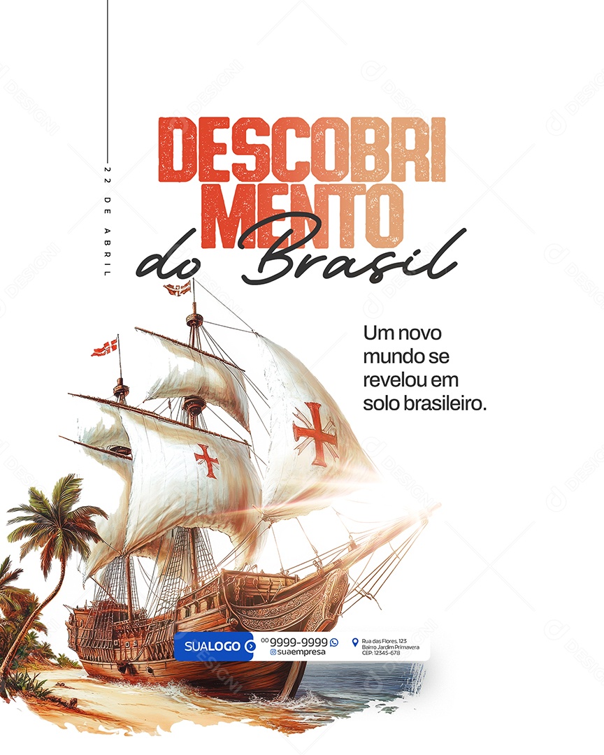 Dia do Descobrimento do Brasil 22 de Abril Social Media PSD Editável