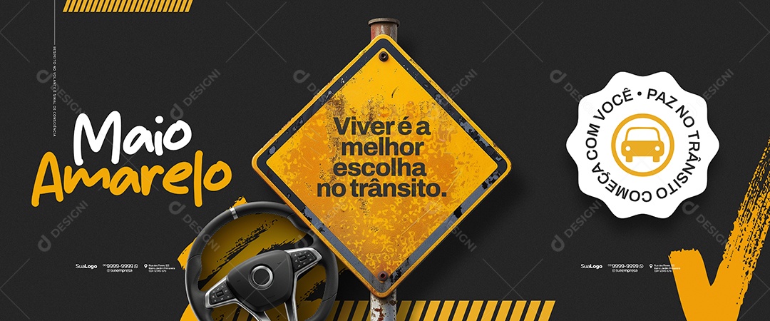 Carrossel Maio Amarelo Viver é a Melhor Escolha no Trãnsito Social Media PSD Editável