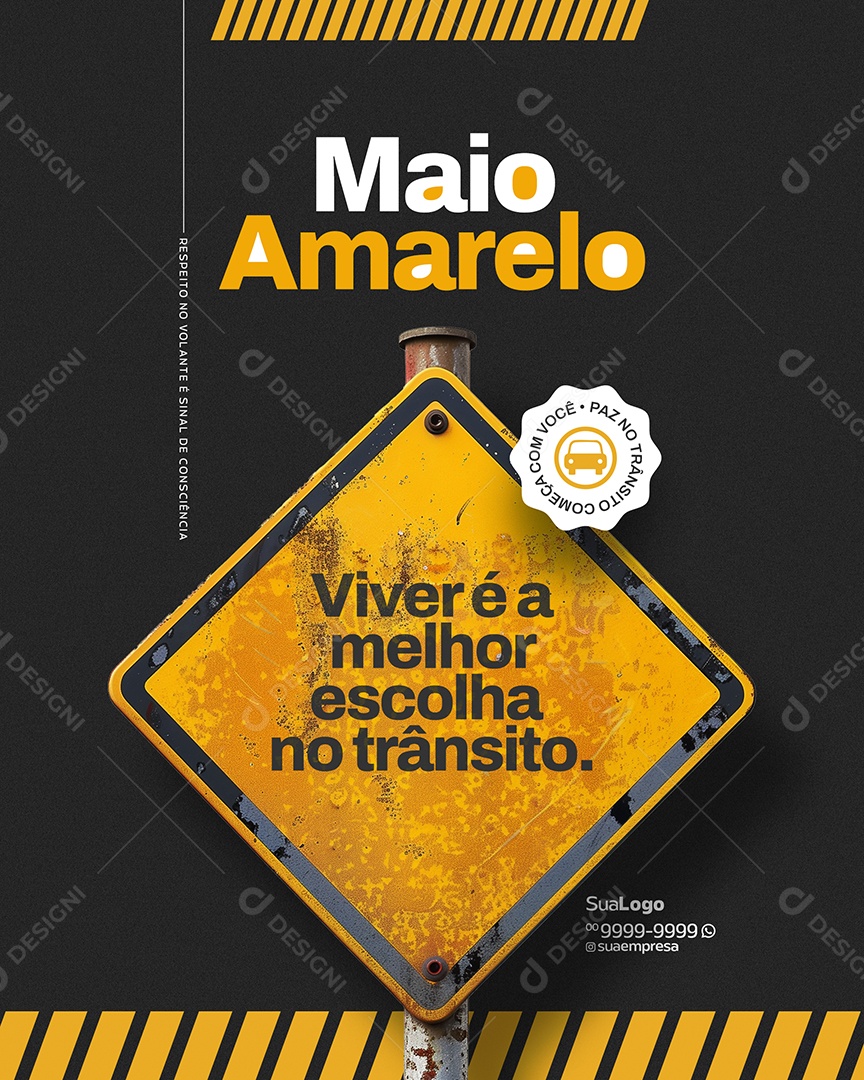 Maio Amarelo Viver é a Melhor Escolha no Trânsito Social Media PSD Editável