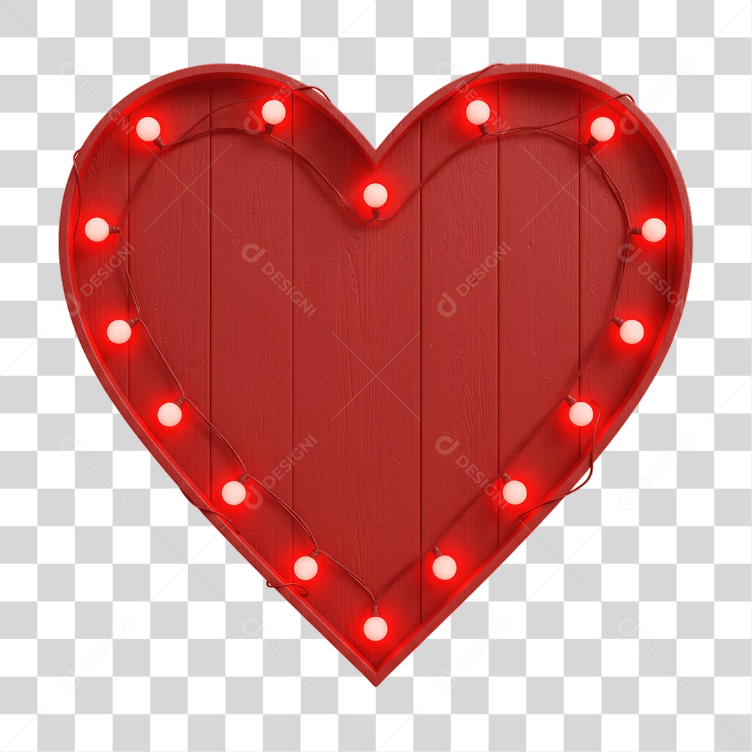 Coração com Lâmpadas Dia dos Namorados PNG Transparente