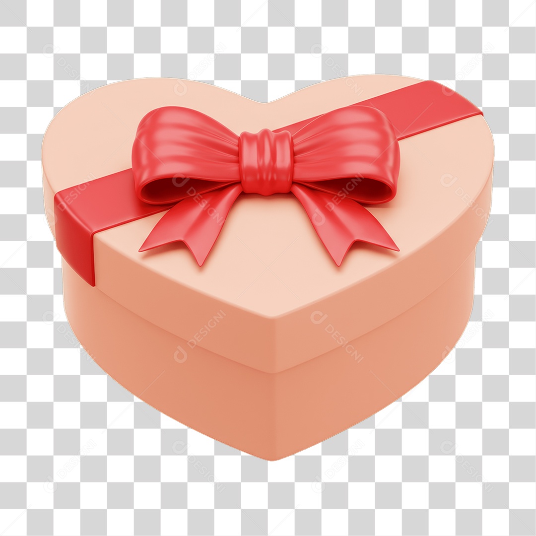 Caixa de Presente Coração Dia dos Namorados PNG Transparente