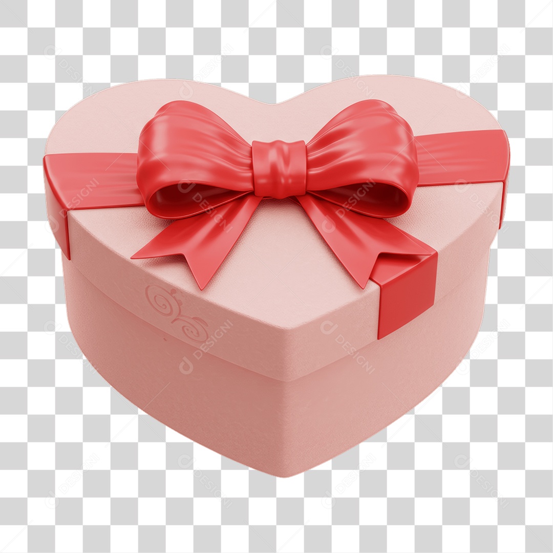 Caixa de Presente Coração Dia dos Namorados PNG Transparente