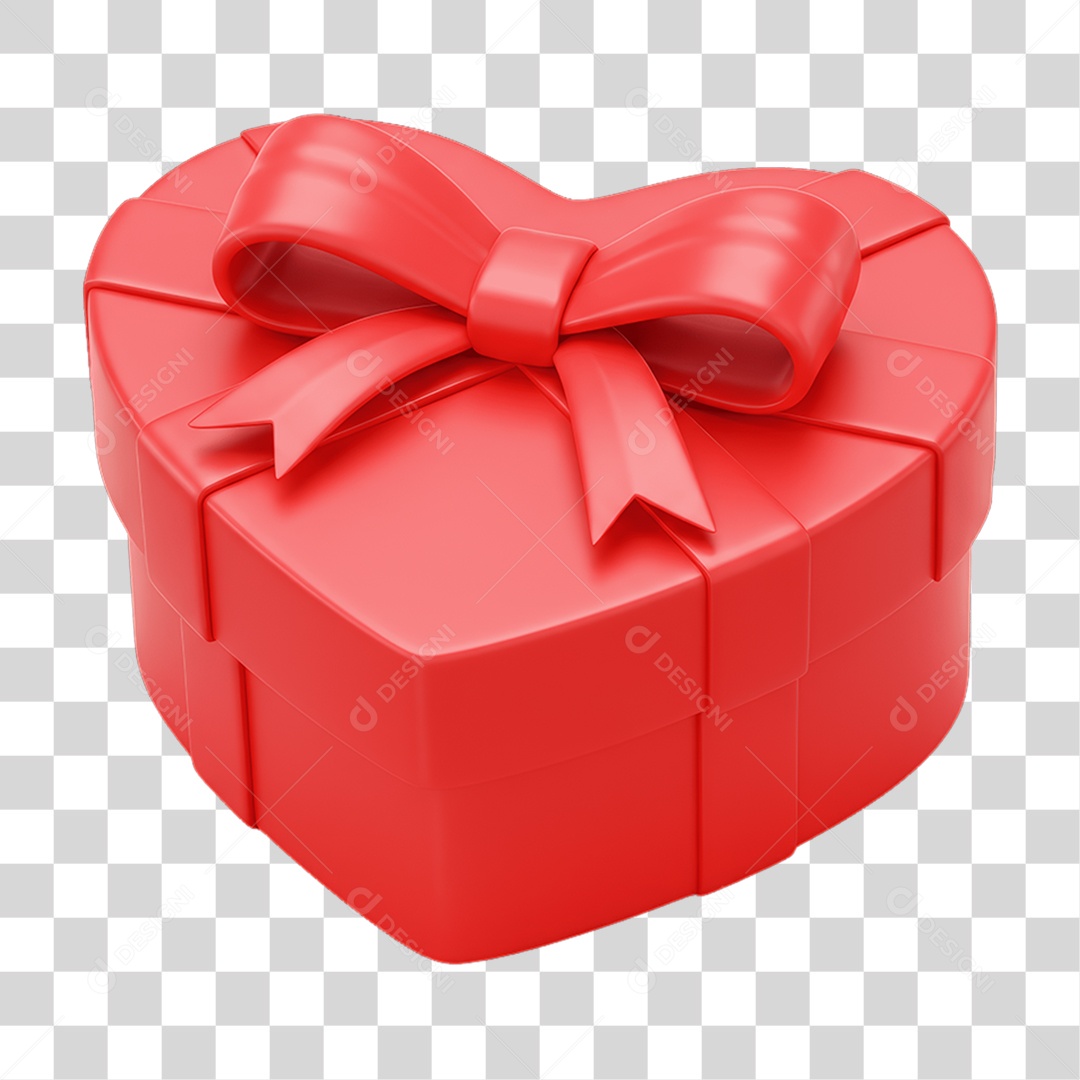 Caixa de Presente Coração Dia dos Namorados PNG Transparente