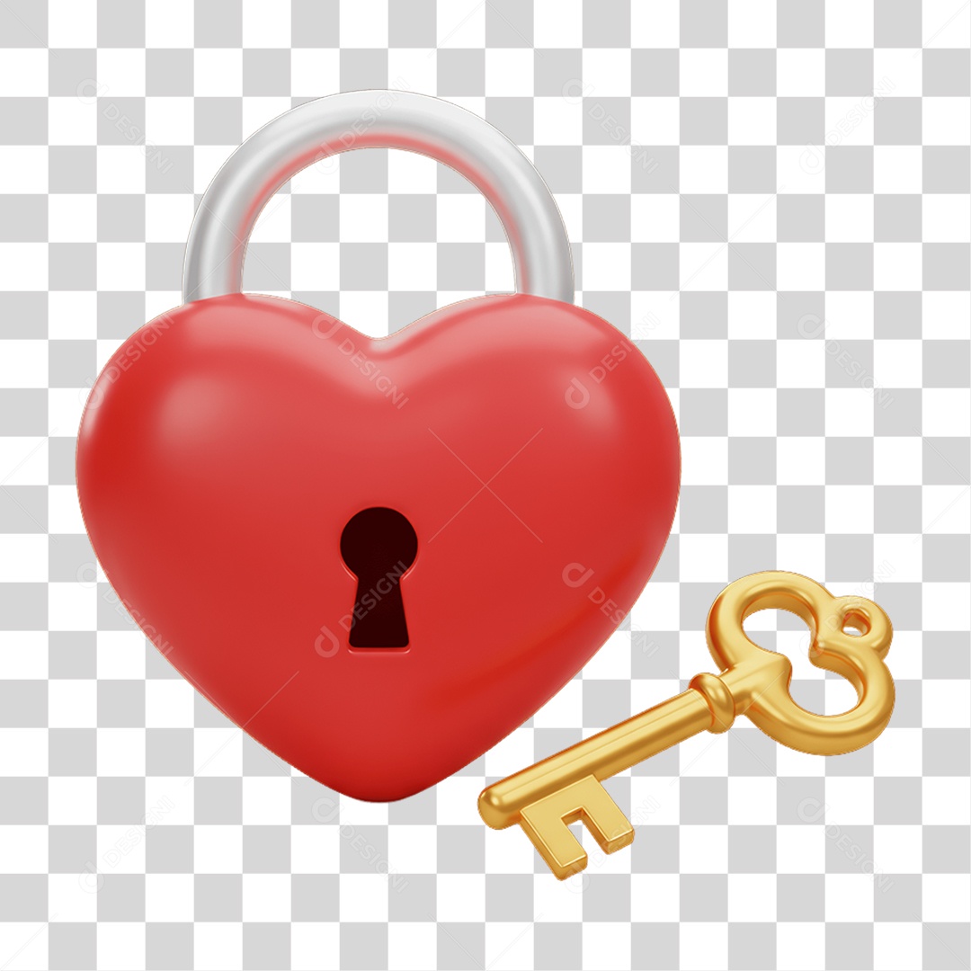 Coração de Cadeado Dia dos Namorados PNG Transparente