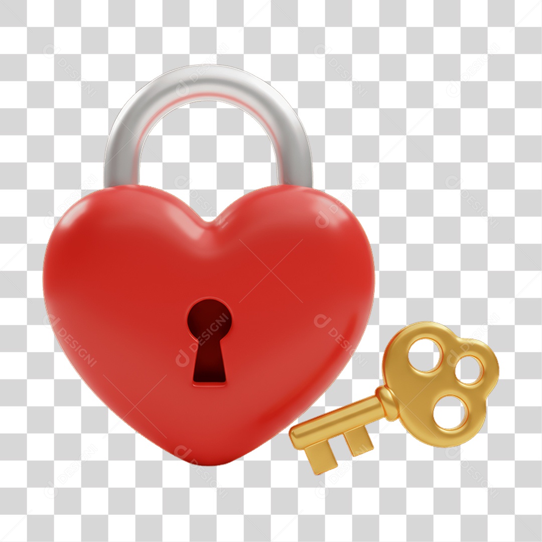 Coração de Cadeado Dia dos Namorados PNG Transparente