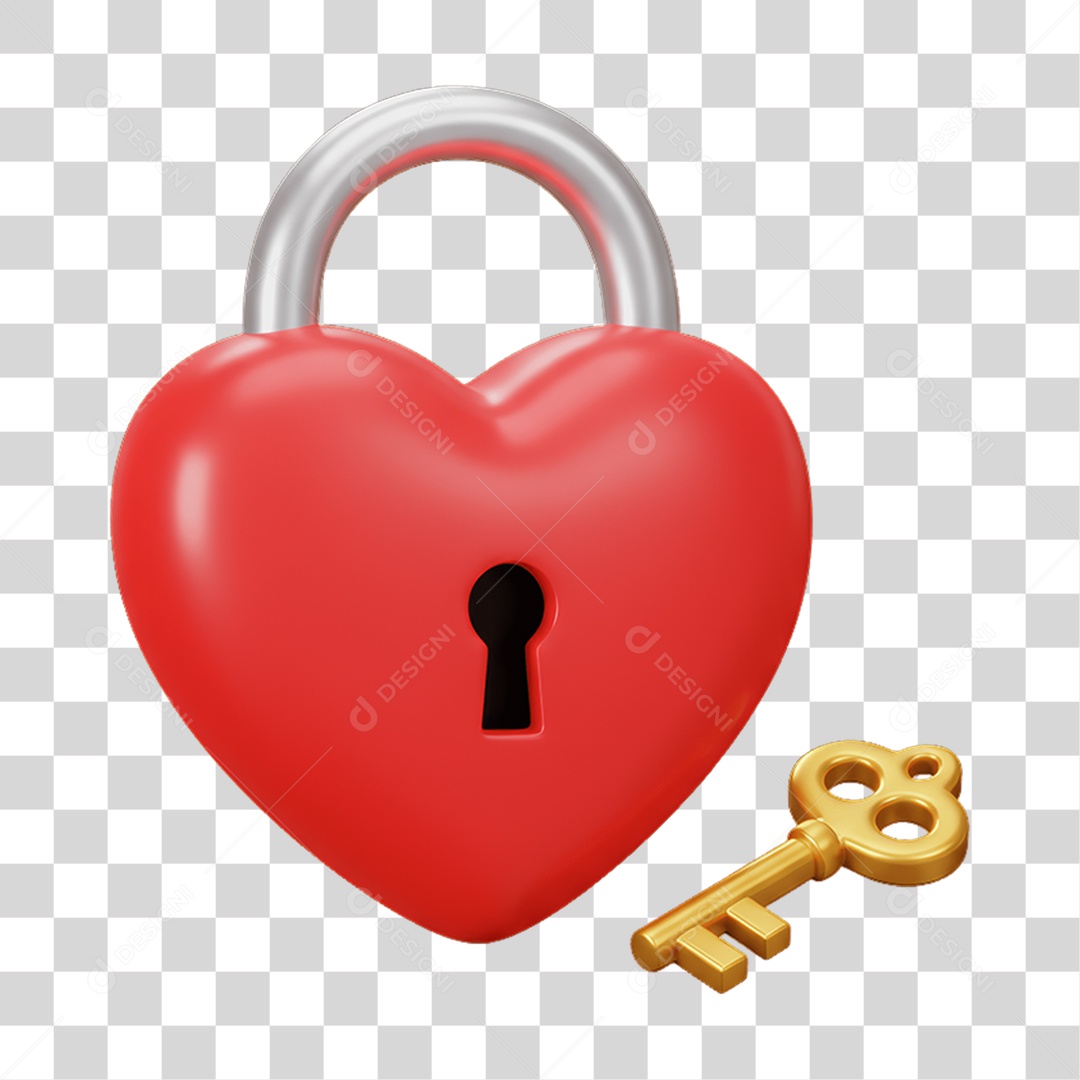 Coração de Cadeado Dia dos Namorados PNG Transparente
