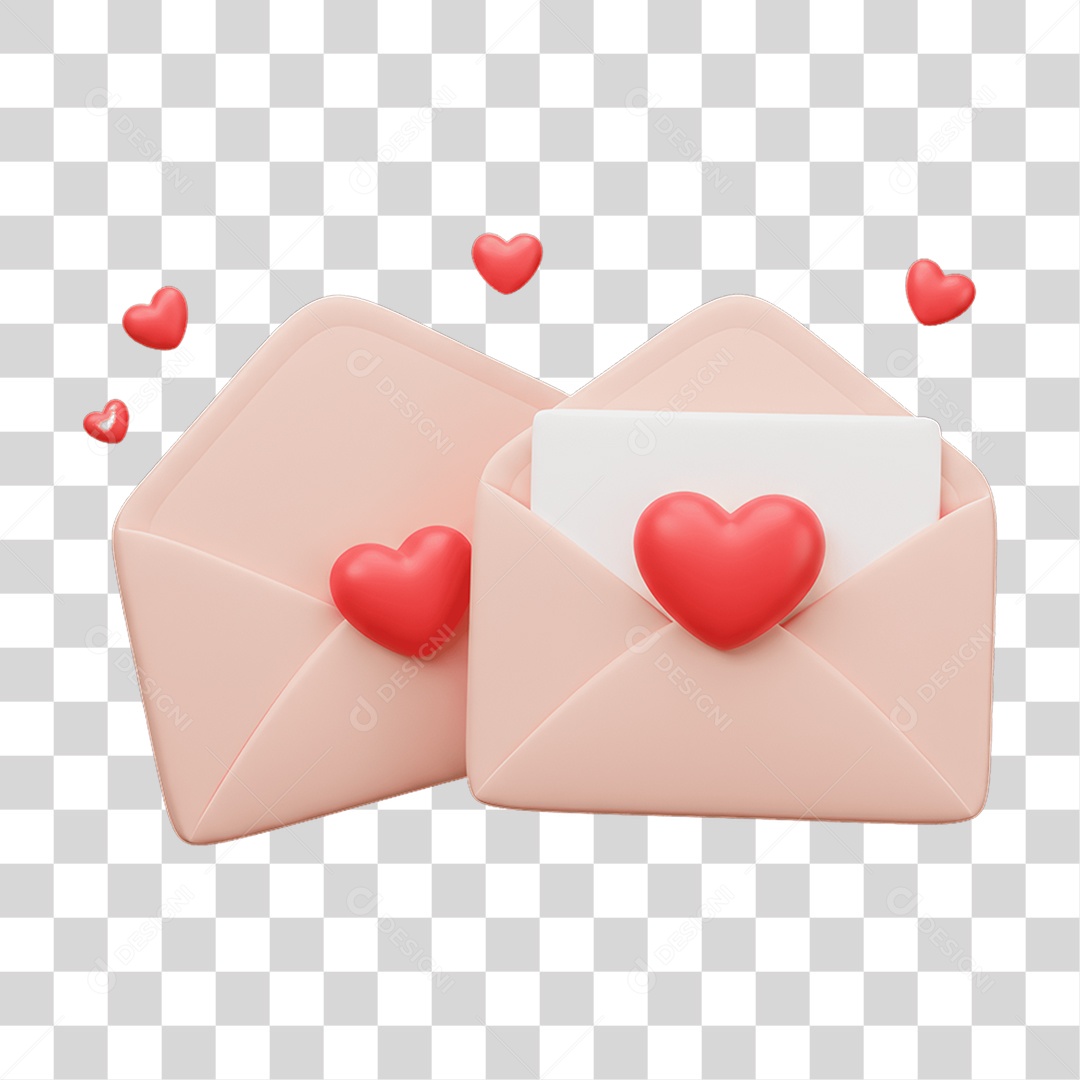 Cartas Corações Dia dos Namorados PNG Transparente