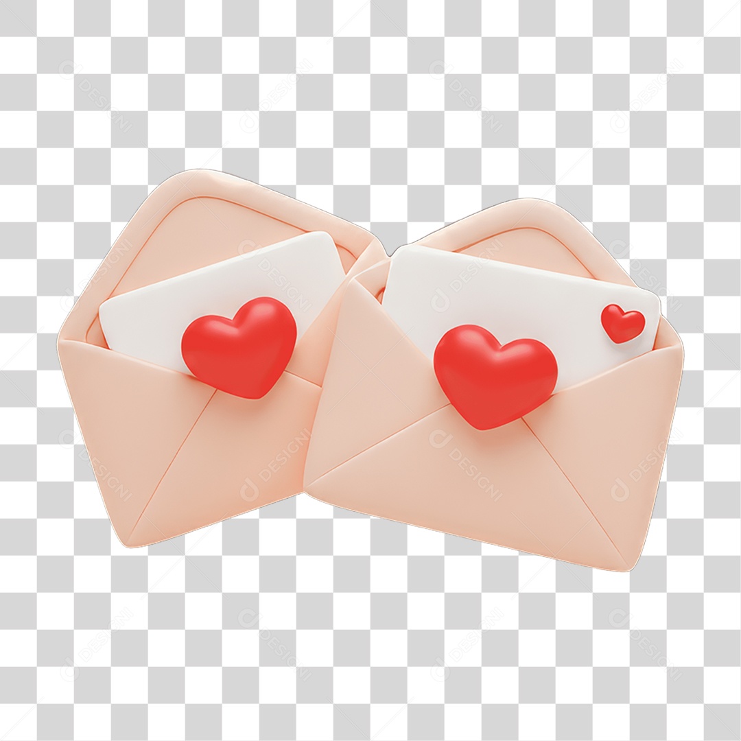 Cartas Corações Dia dos Namorados PNG Transparente