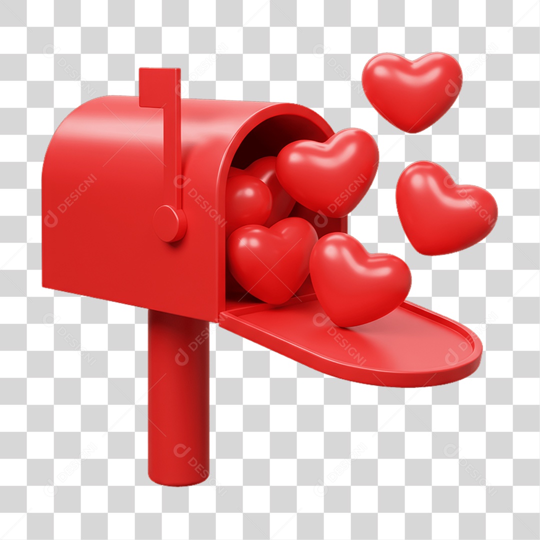 Caixa de Correio com Corações Dia dos Namorados PNG Transparente