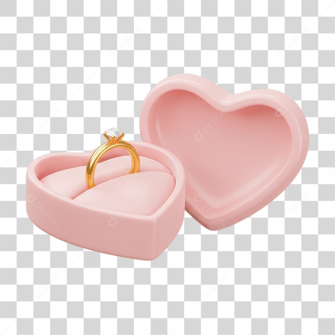 Caixinha com Anel de Presente Dia dos Namorados PNG Transparente