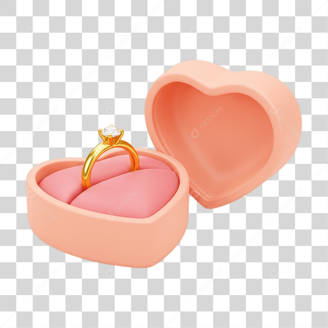 Caixinha com Anel de Presente Dia dos Namorados PNG Transparente