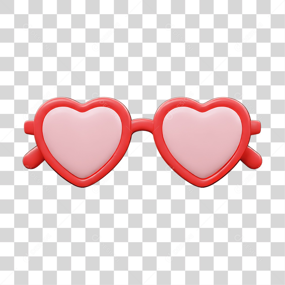 Elemento 3D Óculos com Coração PNG Transparente