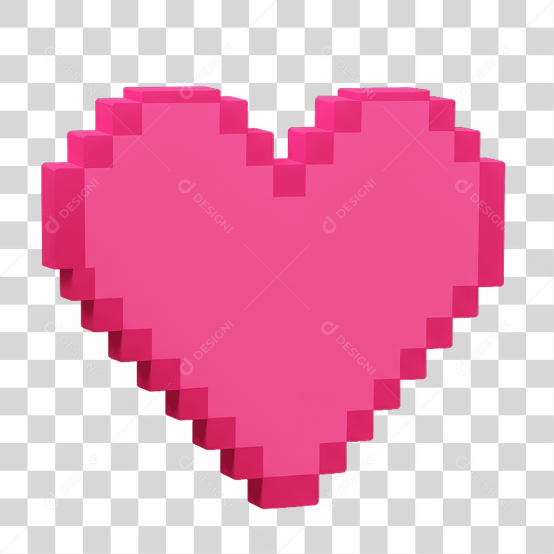 Elemento 3D Coração PNG Transparente