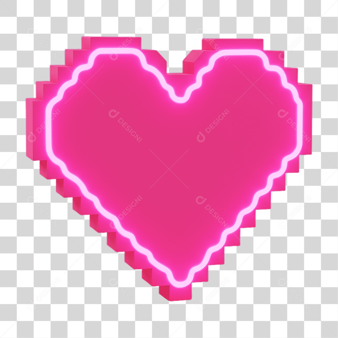 Elemento 3D Coração PNG Transparente