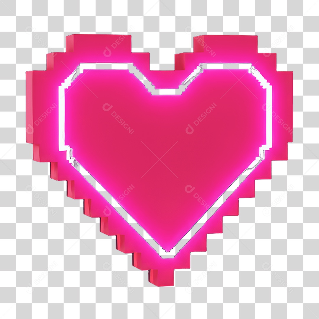 Elemento 3D Coração PNG Transparente