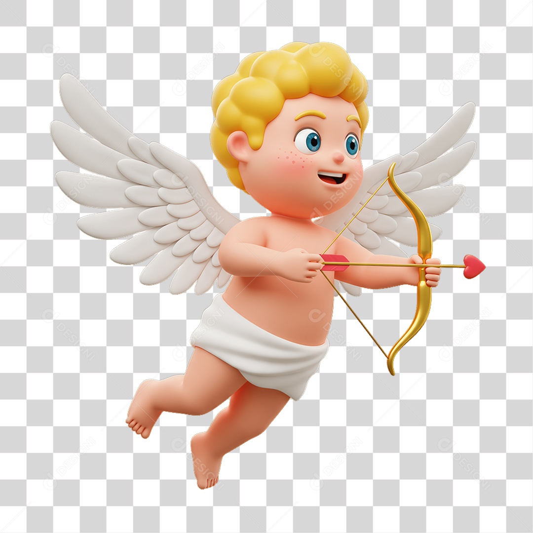 Elemento 3D Cupido Anjinho PNG Transparente
