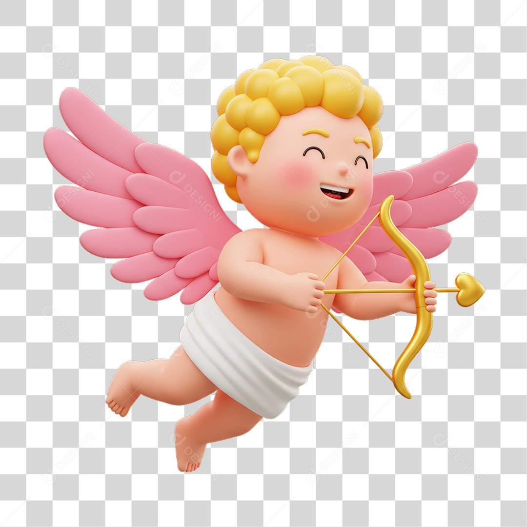 Elemento 3D Cupido Anjinho PNG Transparente
