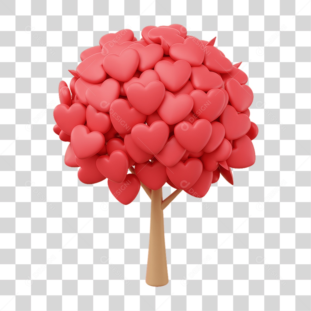 Elemento 3D Buquê de Corações PNG Transparente