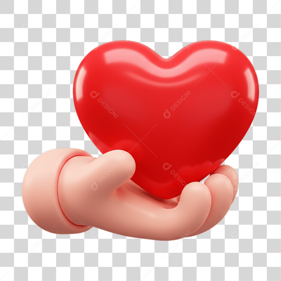 Elemento 3D Coração PNG Transparente