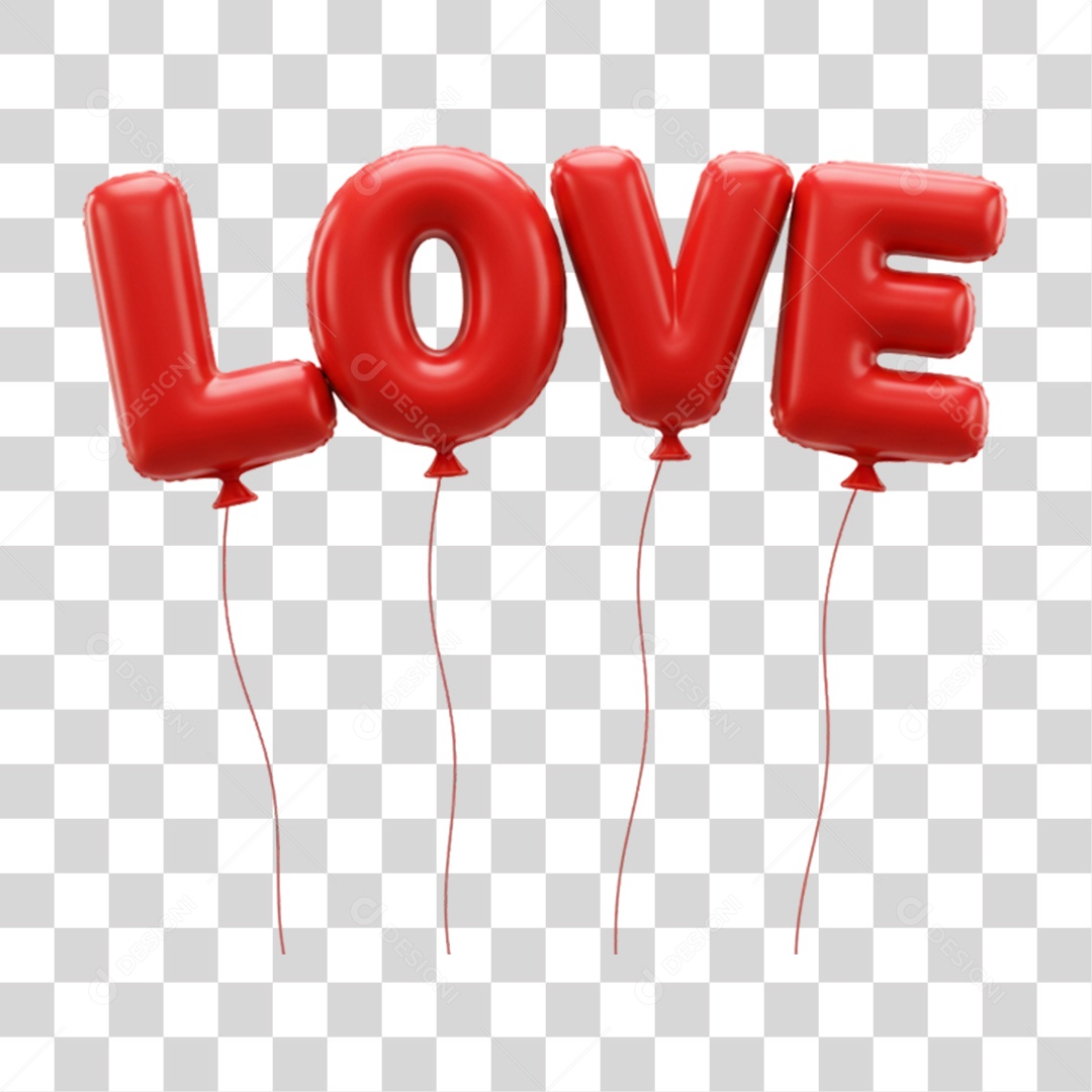 Elemento 3D Balões Love PNG Transparente