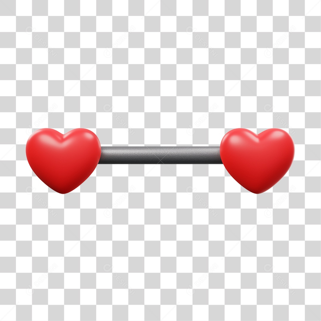 Elemento 3D Peso de Academia com Corações PNG Transparente