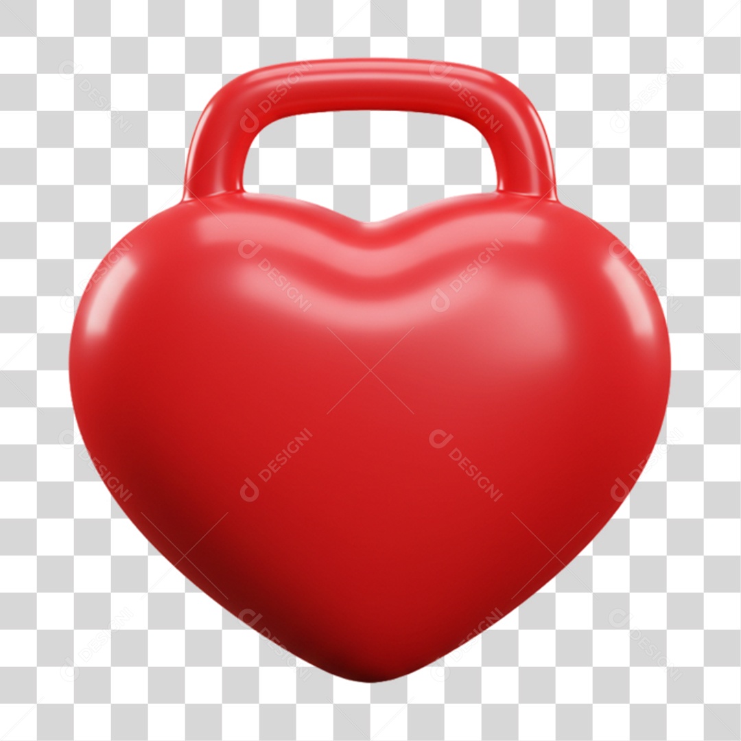 Elemento 3D Peso de Academia com Corações PNG Transparente
