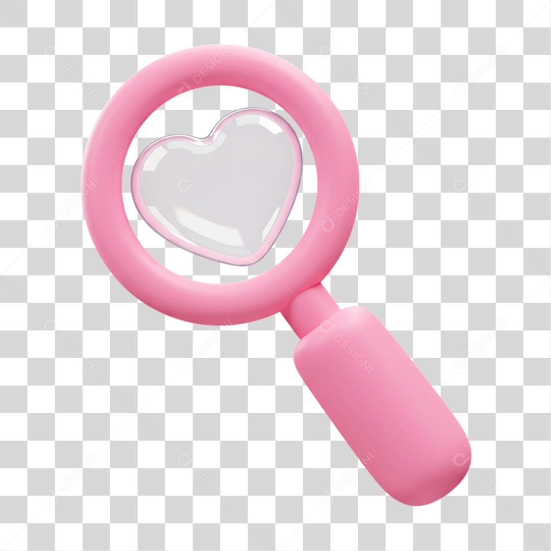 Elemento 3D Lupa de Corações PNG Transparente