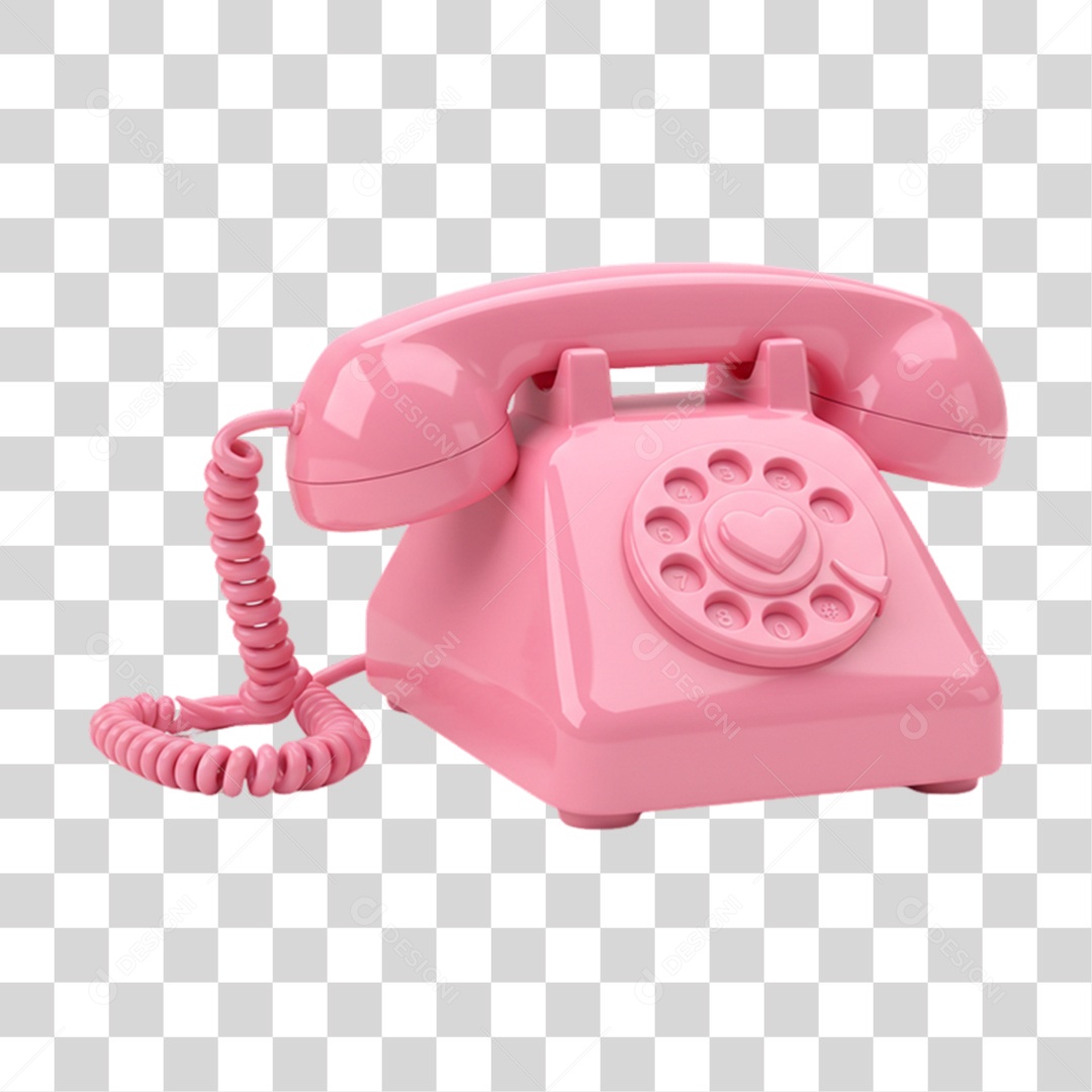 Elemento 3D Telefone Rosa PNG Transparente