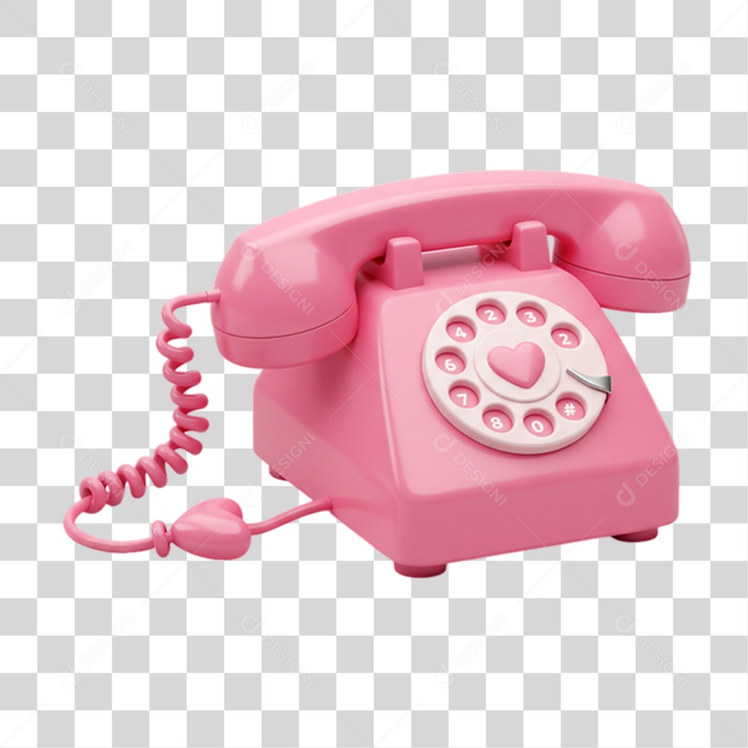 Elemento 3D Telefone Rosa PNG Transparente