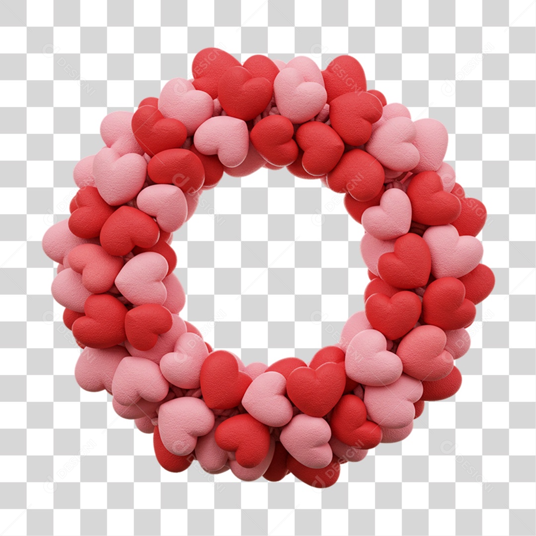 Elemento 3D Circulo de Coração PNG Transparente