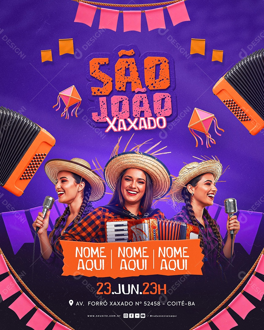 Flyer São João Xaxado Social Media Feed PSD Editável