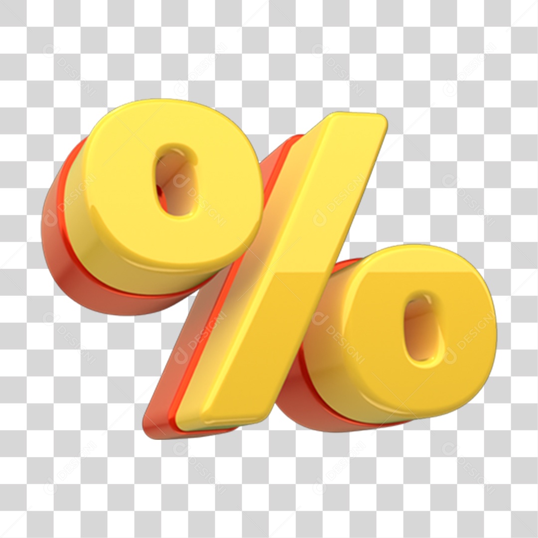 Elemento 3D Símbolo de Porcentagem % PNG Transparente
