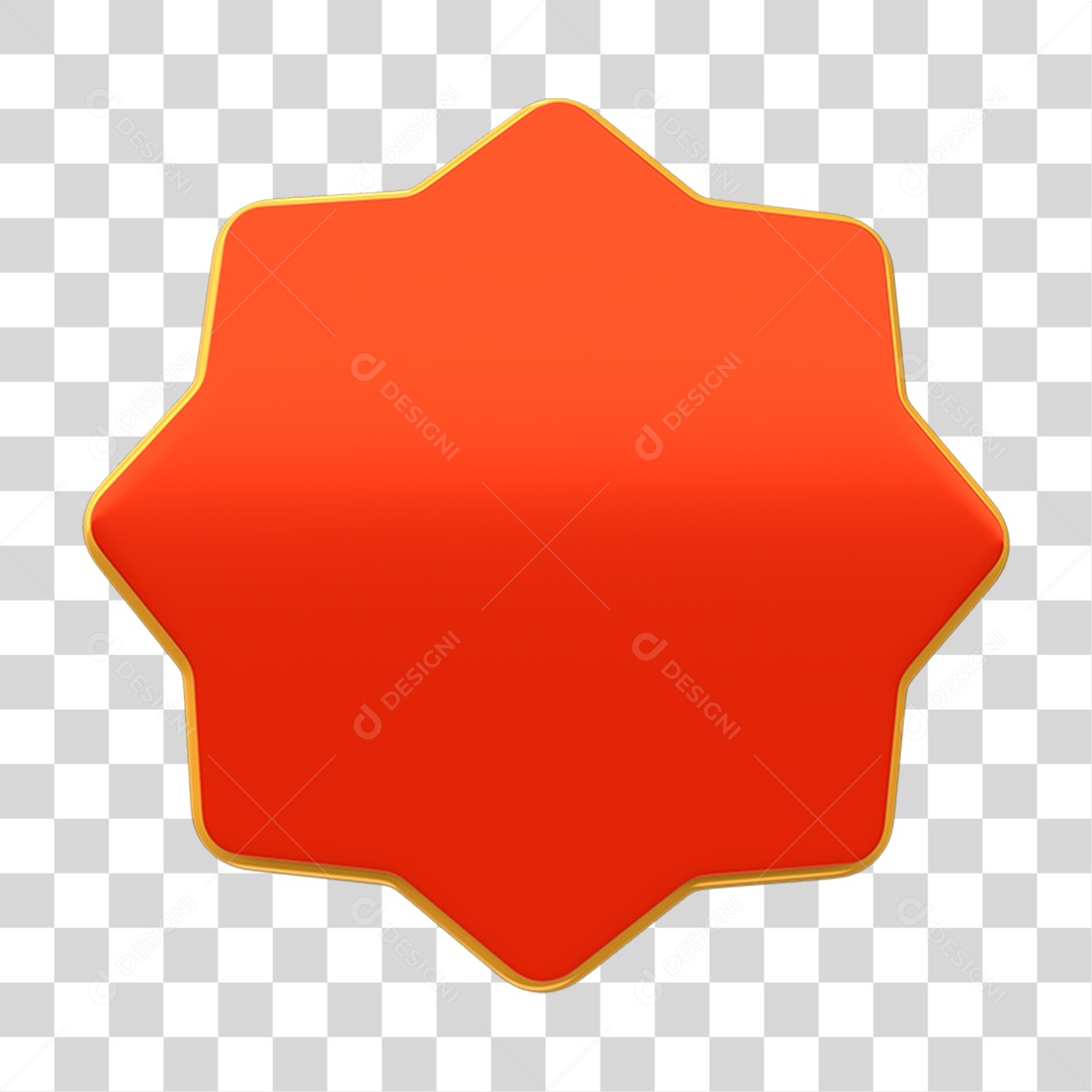 Elemento 3D Placa Estrela Cores PNG Transparente